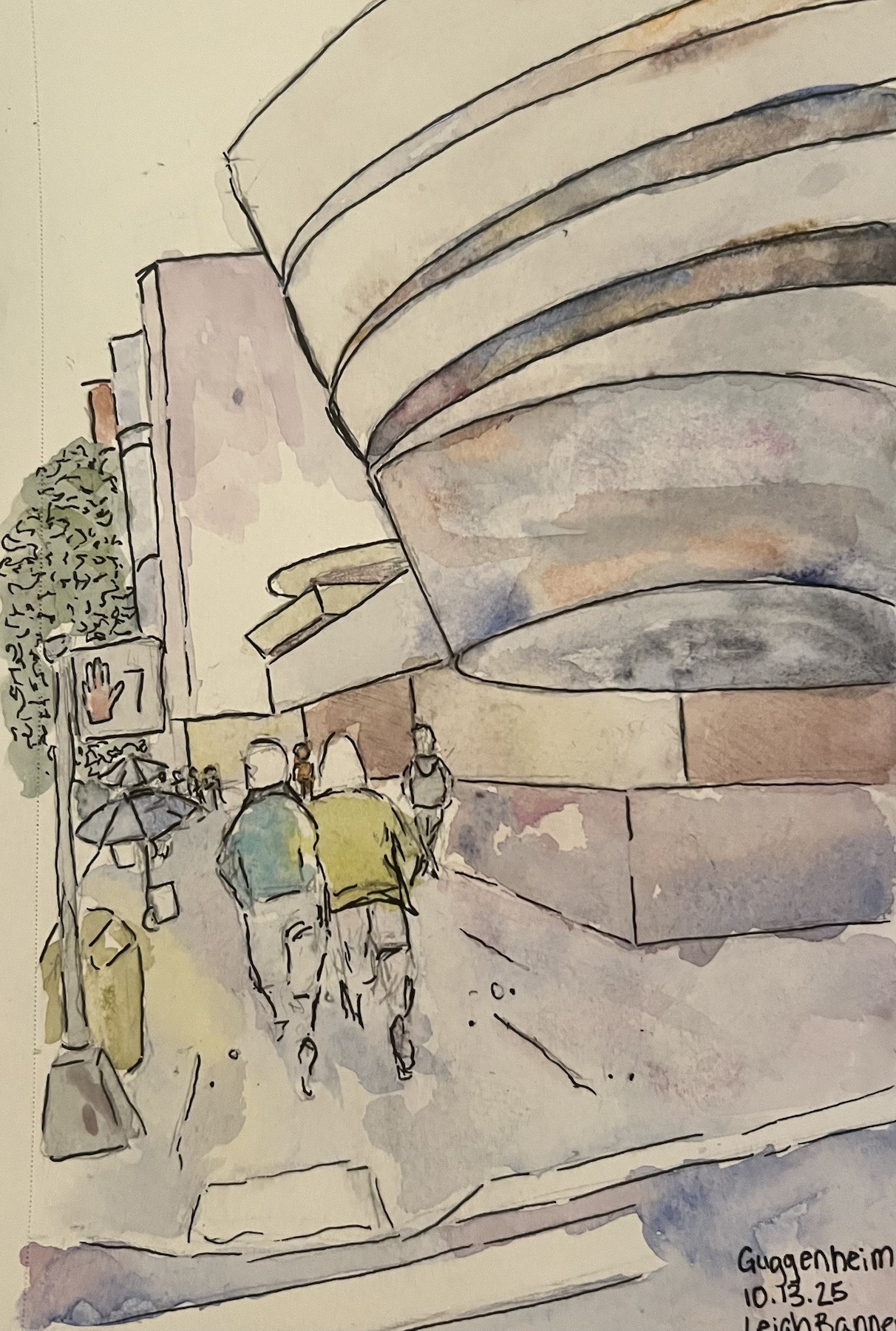 Watercolor of the Guggenheim Museum