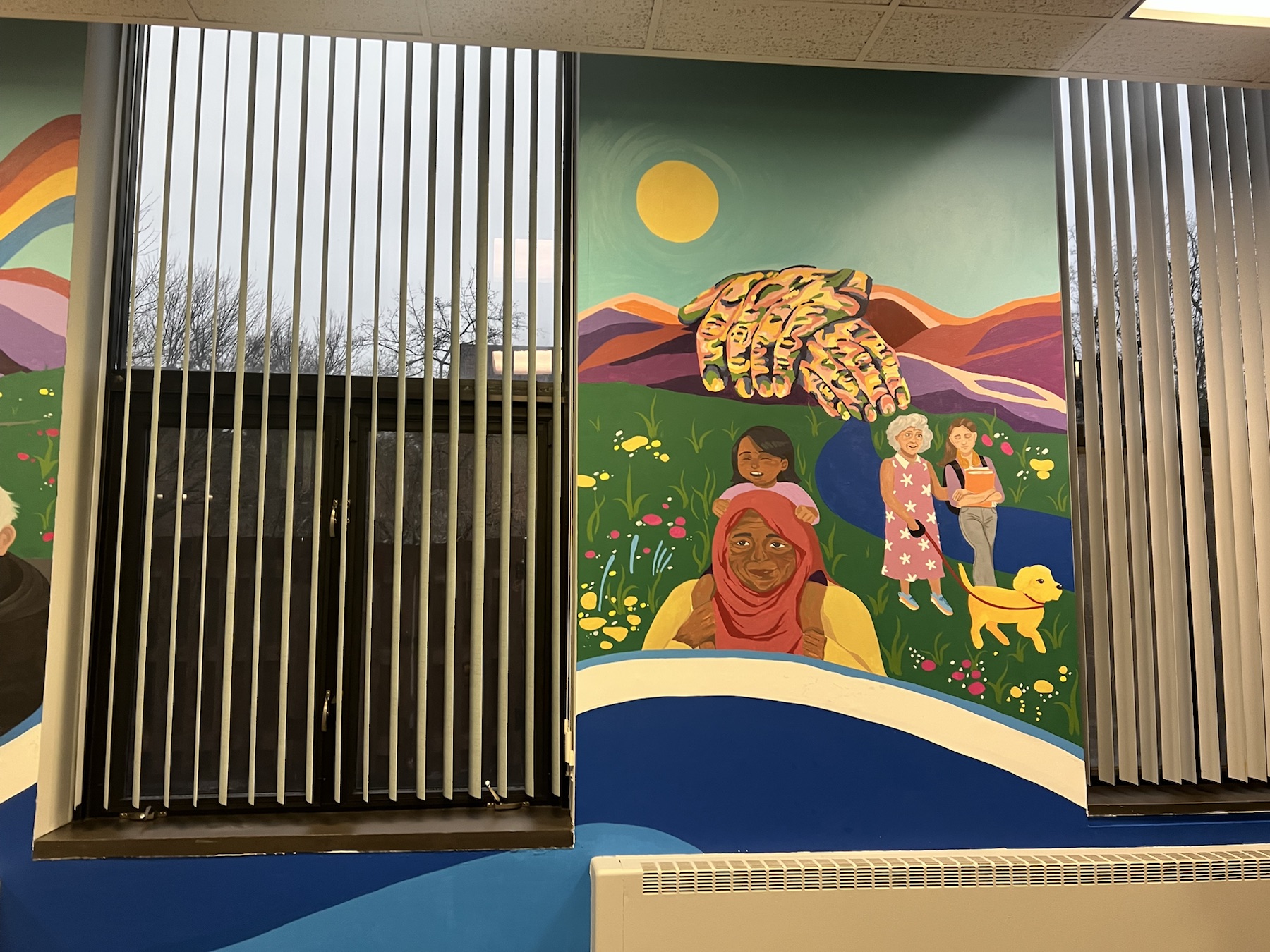 Detail of a colorful panoramic mural