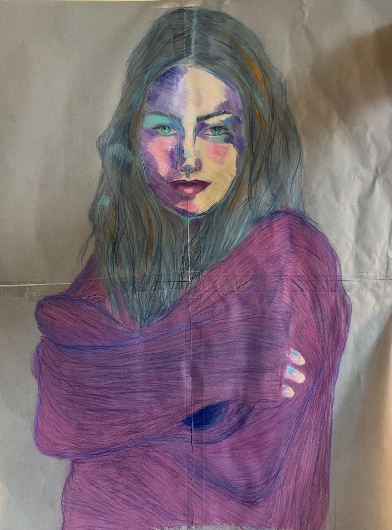 Mixed media portrait by Leigh Banner