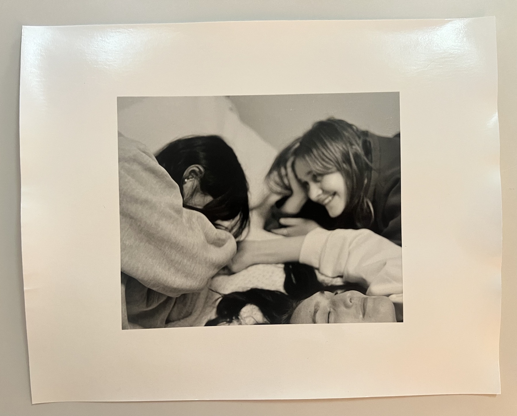 Monochrome portrait of two people